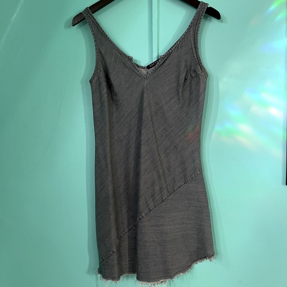 Noctex denim frayed dress